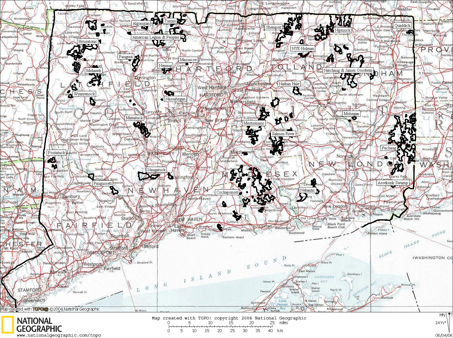 Connecticut, State Forest, Trail, Map