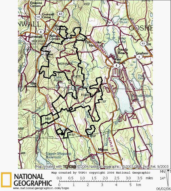 Connecticut, Mohawk, State Forest, Hiking, Trail, Map