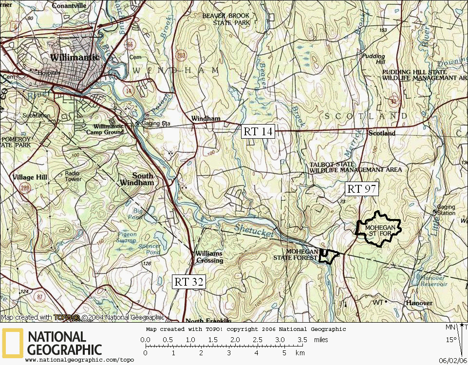 Connecticut, Mohegan, State Forest, Hiking, Trail, Map