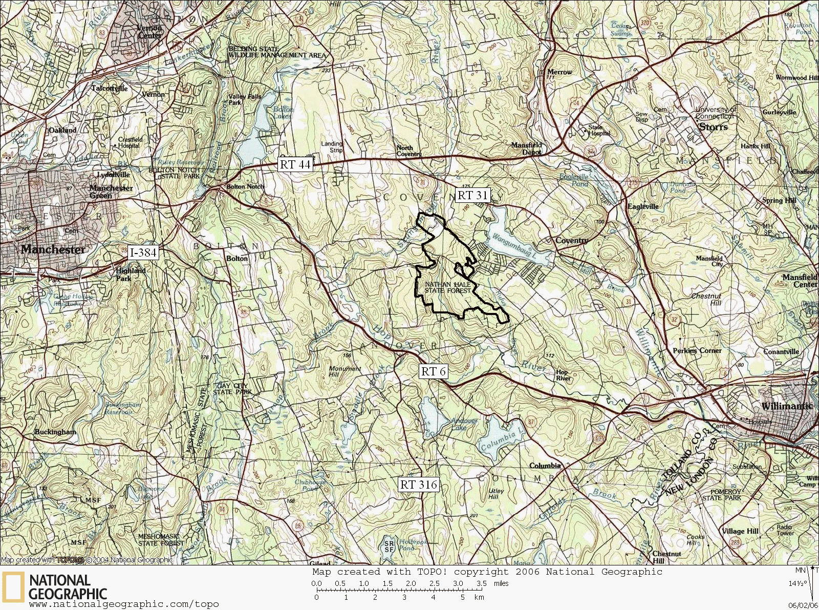 Nathan Hale, State Forest, Connecticut, Hiking, Trail, Map