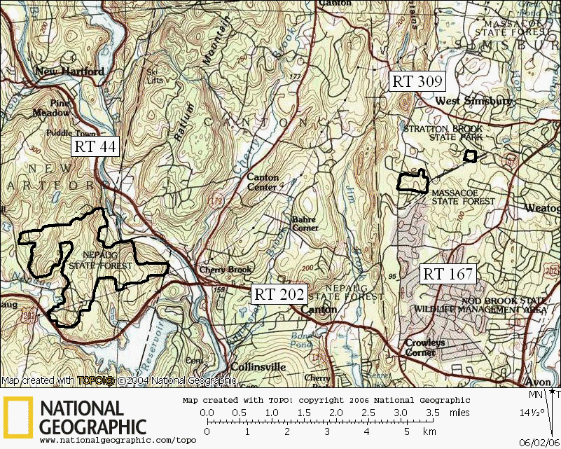 Nepaug, State Forest, Connecticut, Hiking, Trail, Map