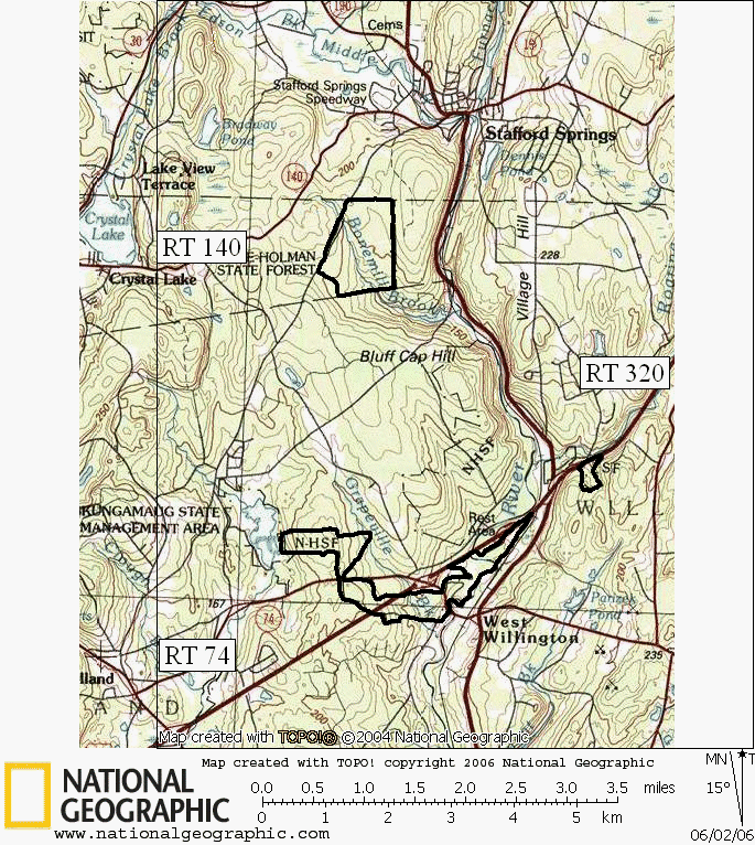 NYE-Holman, State Forest, Connecticut, Hiking, Trail, Map