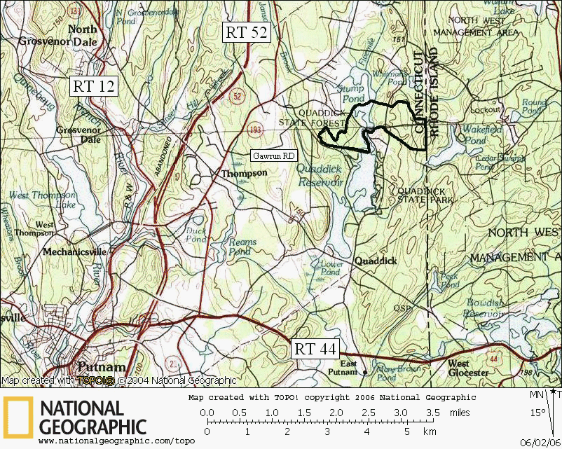 Quaddick, State Forest, Connecticut, Hiking, Trail, Map