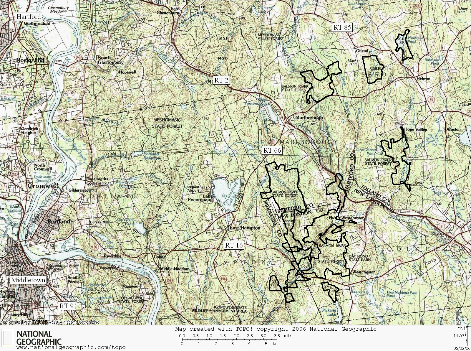 Salmon River, State Forest, Connecticut, Hiking, Trail, Map