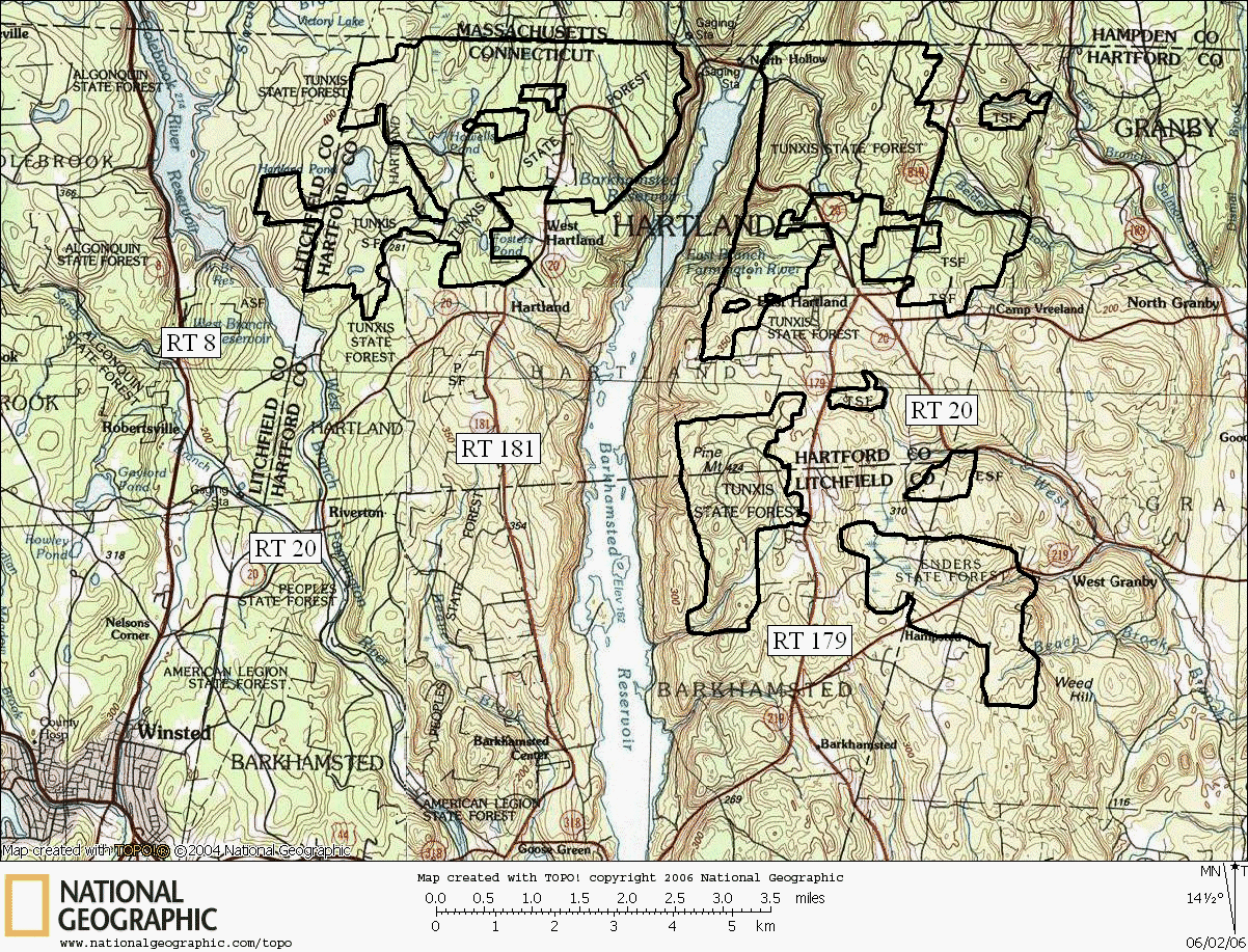 Tunxis, Enders, State Forest, Connecticut, Hiking, Trail, Map