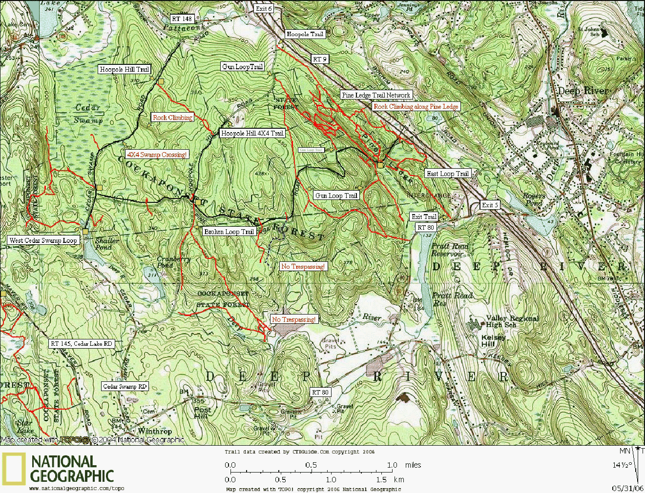 Cockaponset, Pine Ledge, State Forest, Connecticut, Hiking, Trail, Map