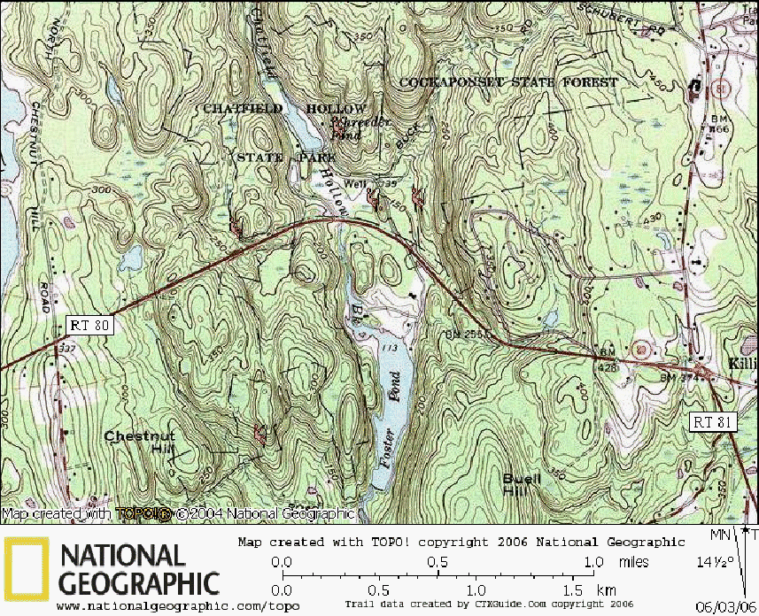 Connecticut, Rock Climbing, Bouldering, Map, Chatfield Hollow