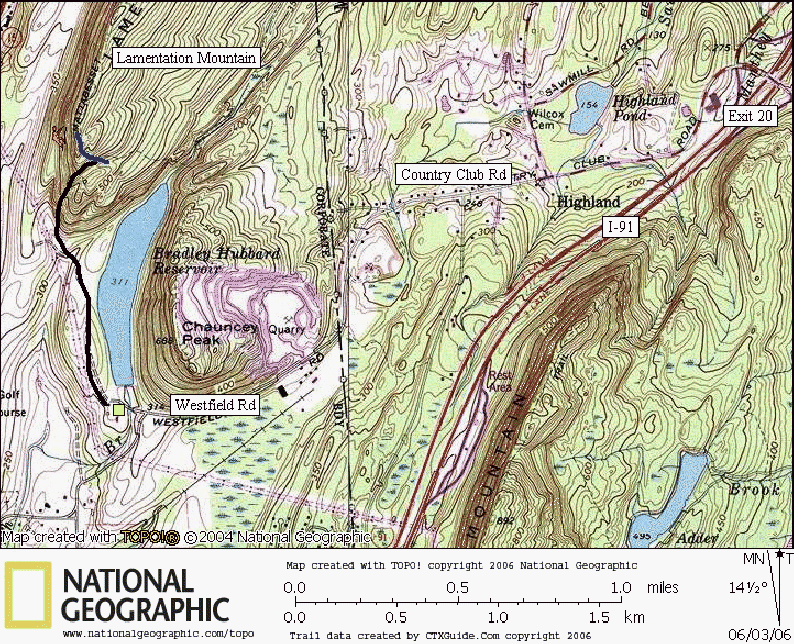 Connecticut, Rock Climbing, Bouldering, Map, Lamentation Mountain