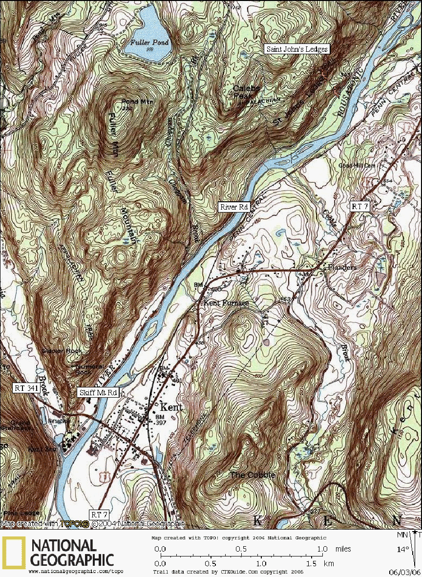 Connecticut, Rock Climbing, Bouldering, Map, Saint John's Ledges