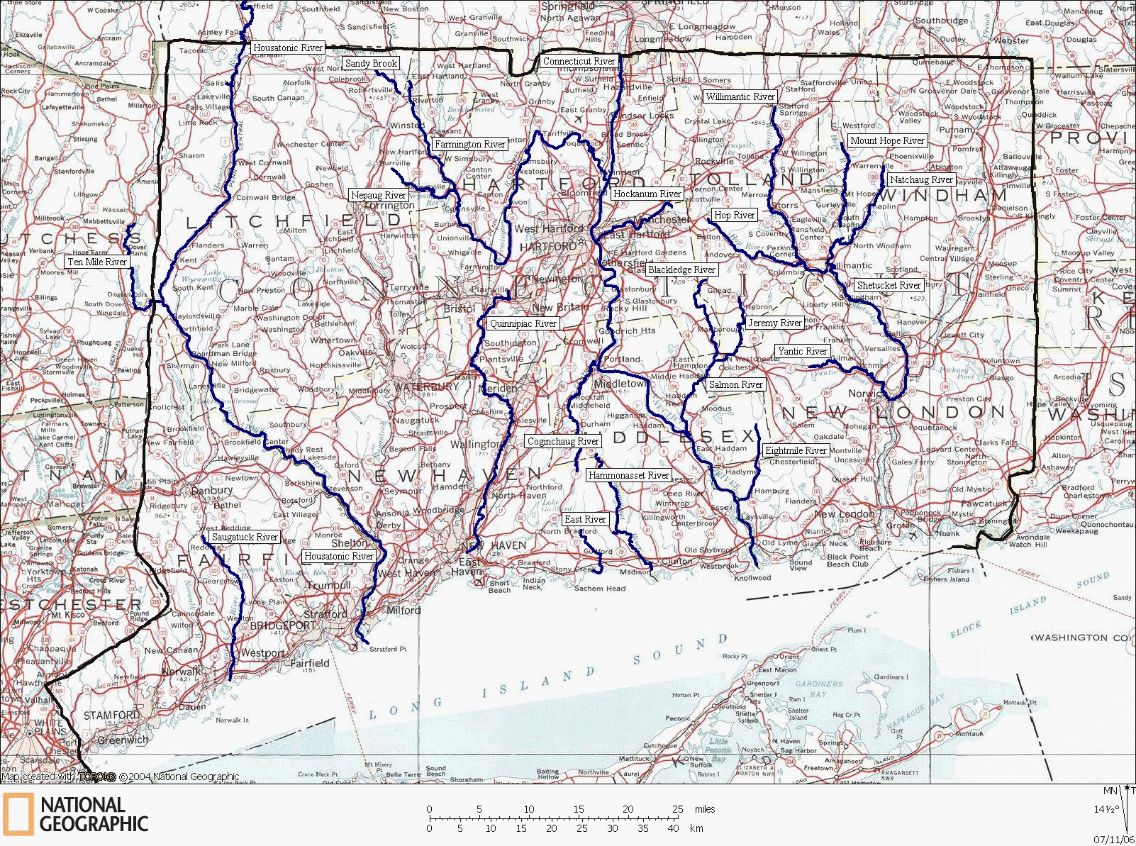 Connecticut, Whitewater, Sea, Kayaking, Canoeing, Map