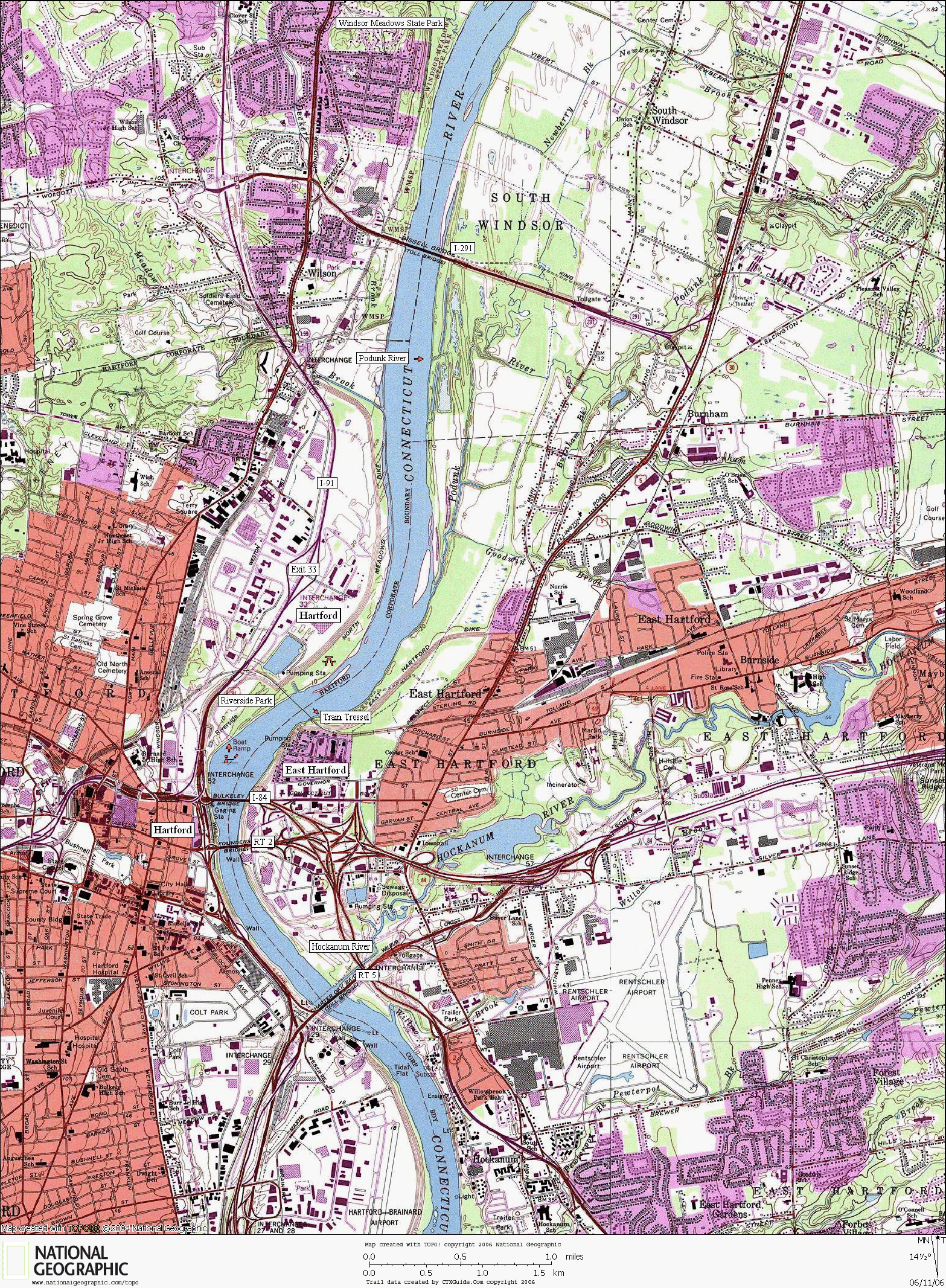 Connecticut, Whitewater, Kayaking, Canoeing, Map, Hartford