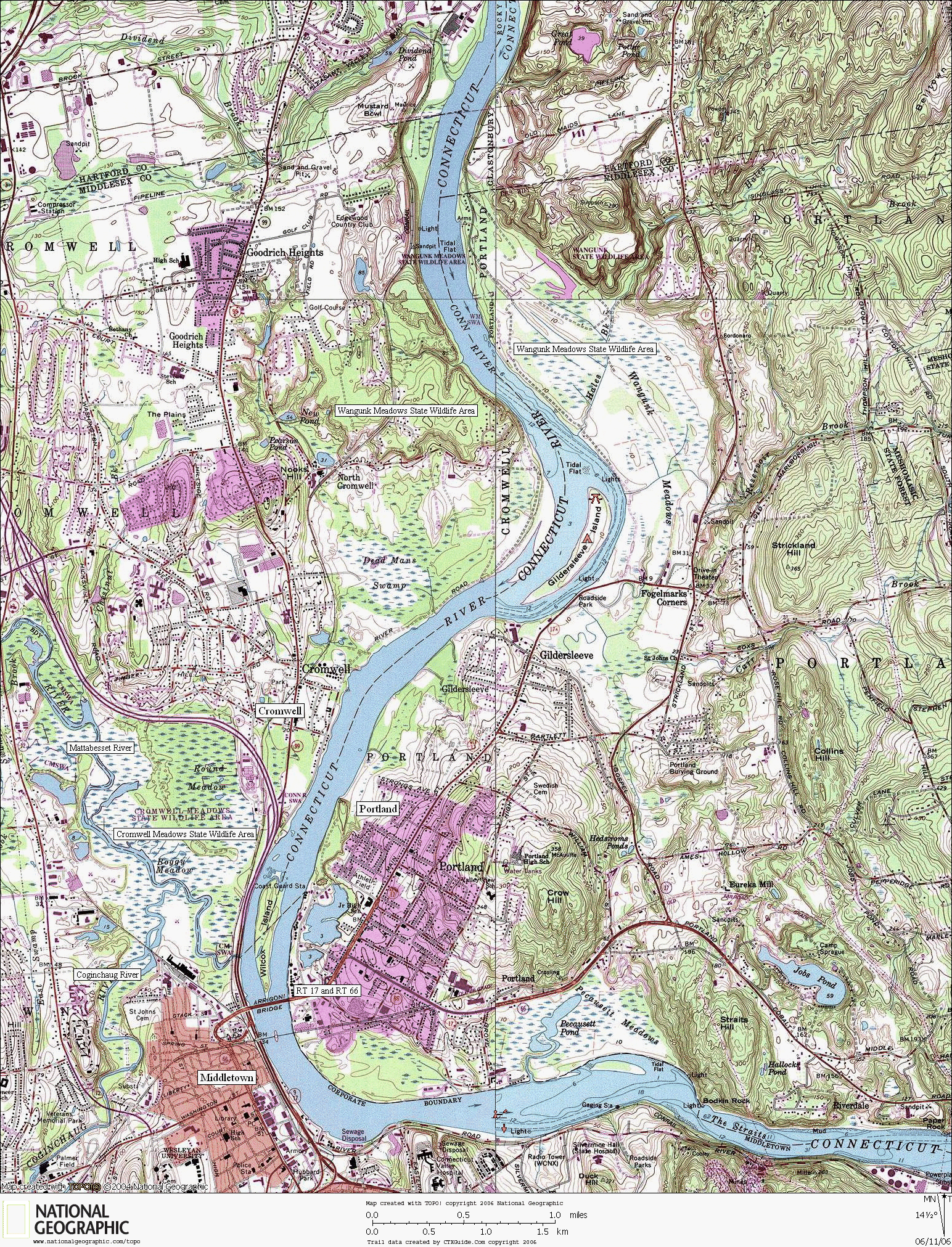 Connecticut, Whitewater, Kayaking, Canoeing, Map, Middletown