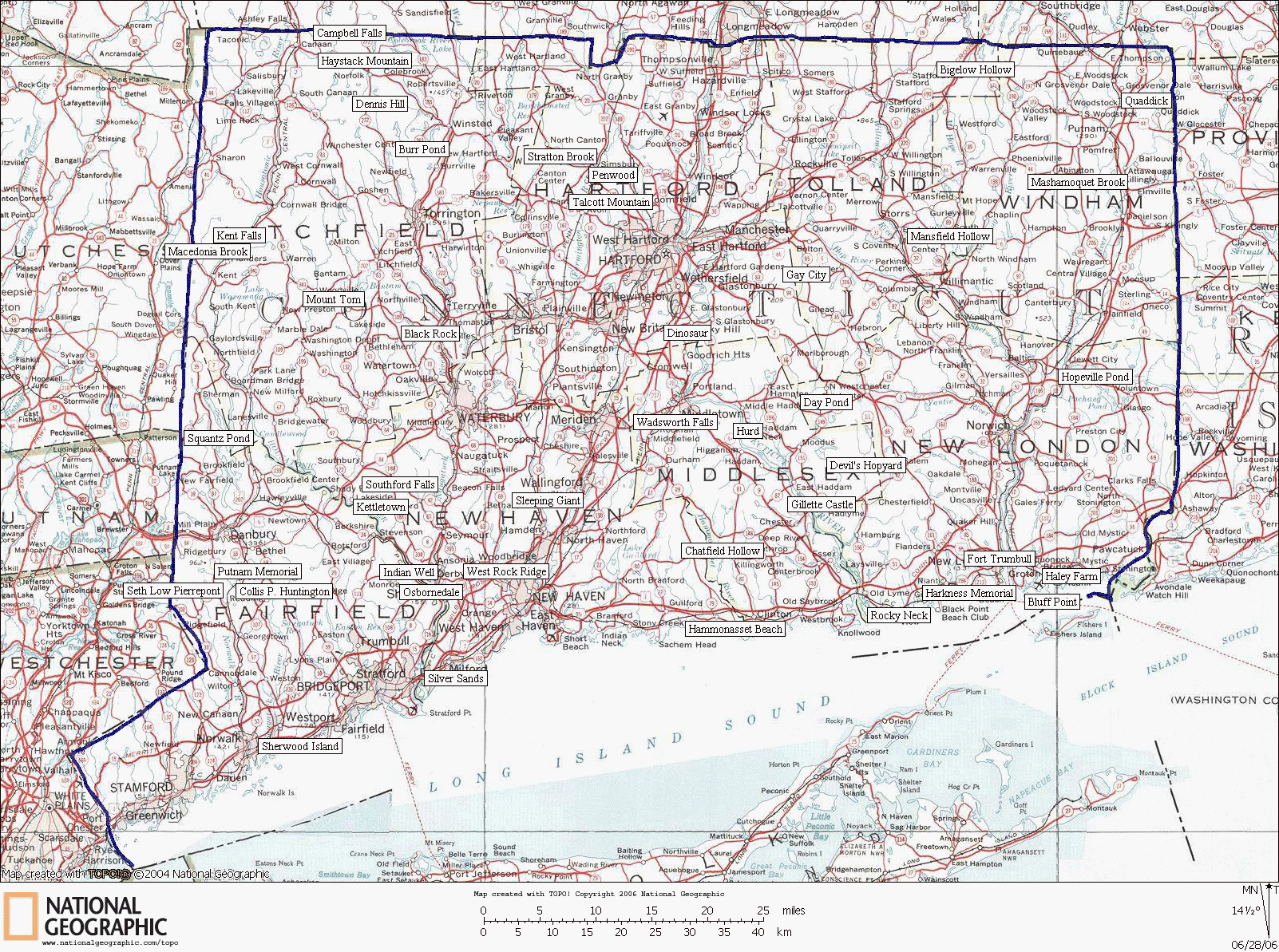 Connecticut, State Parks, Hiking, Trail, Map