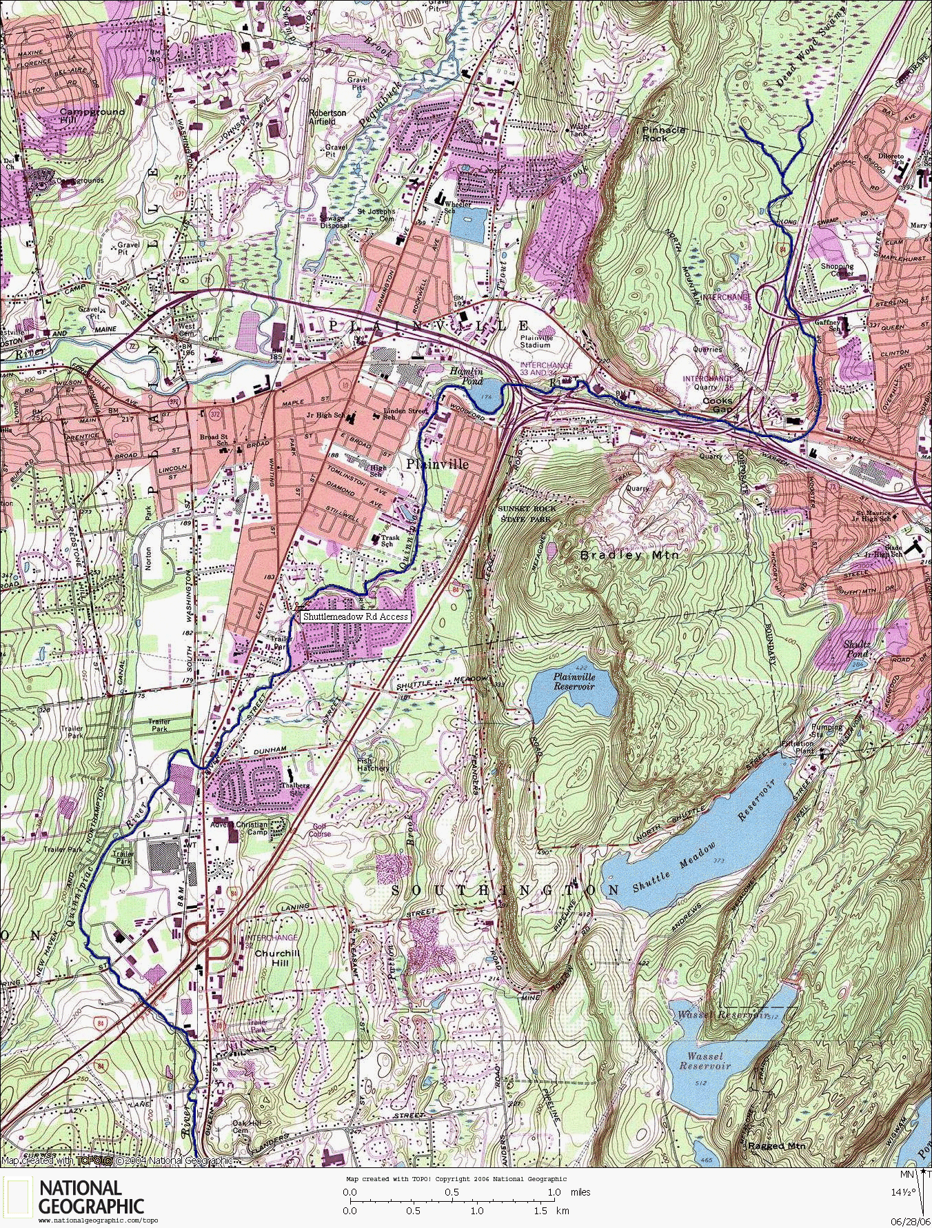 Connecticut, map, whitewater, kayaking, Canoeing, Quinnipiac River, north