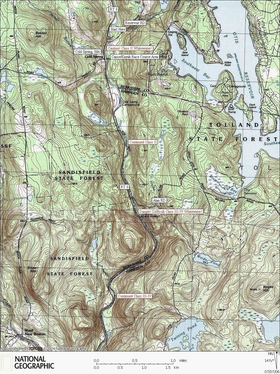 Connecticut, map, whitewater, kayaking, Canoeing, Farmington River, North