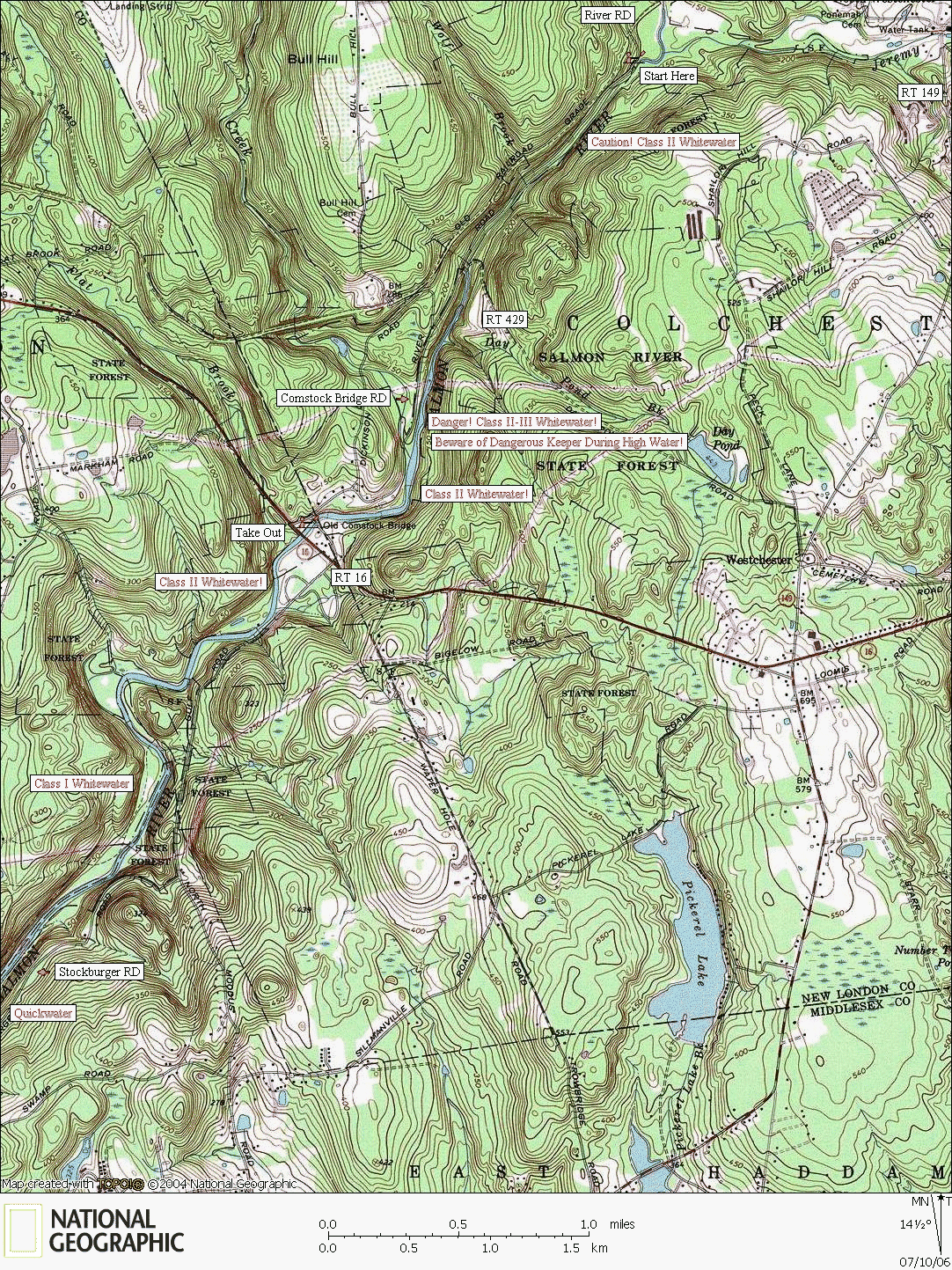 Connecticut, river, kayaking, canoeing, Map, Salmon