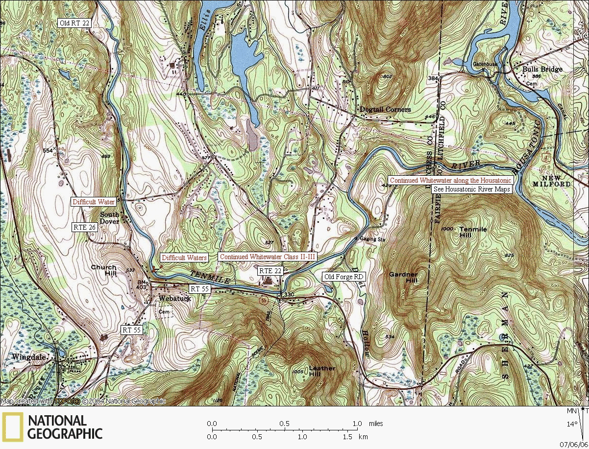 Connecticut, river, kayaking, canoeing, Map, Ten Mile