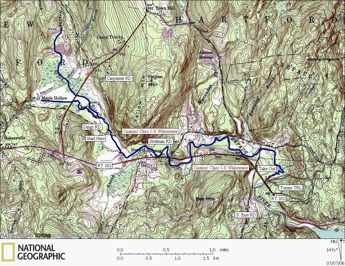 Connecticut, river, kayaking, canoeing, Map, Nepaug