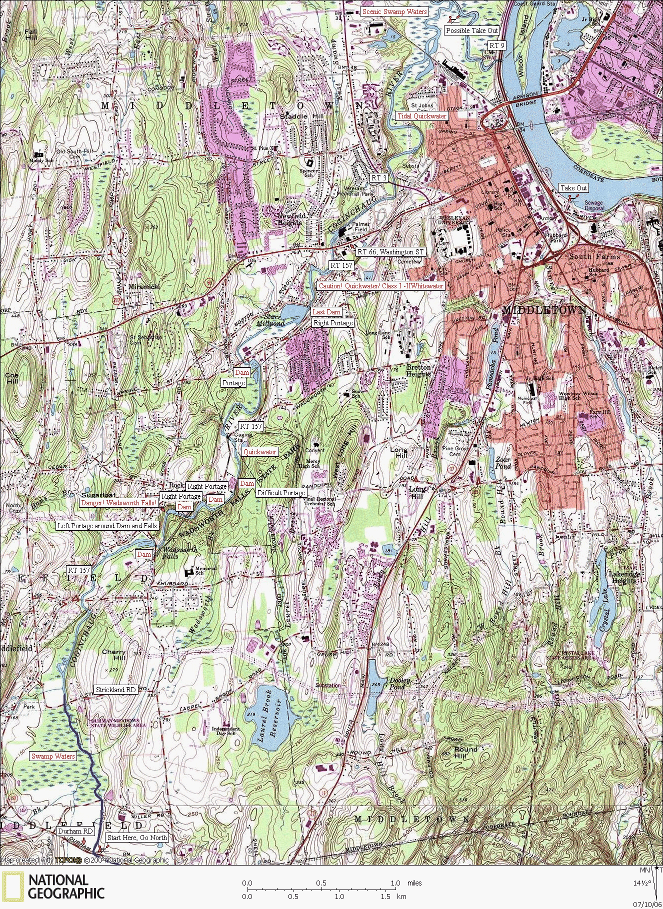 Connecticut, river, kayaking, canoeing, Map, Coginchaug