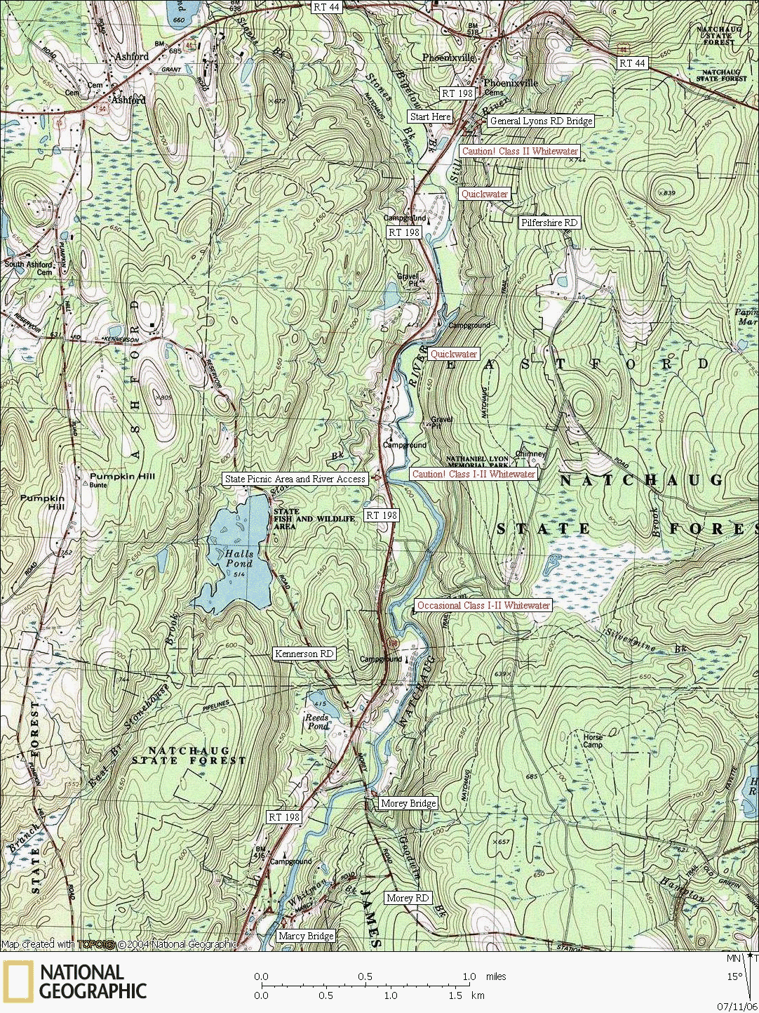 Connecticut, river, kayaking, canoeing, Map, Natchaug