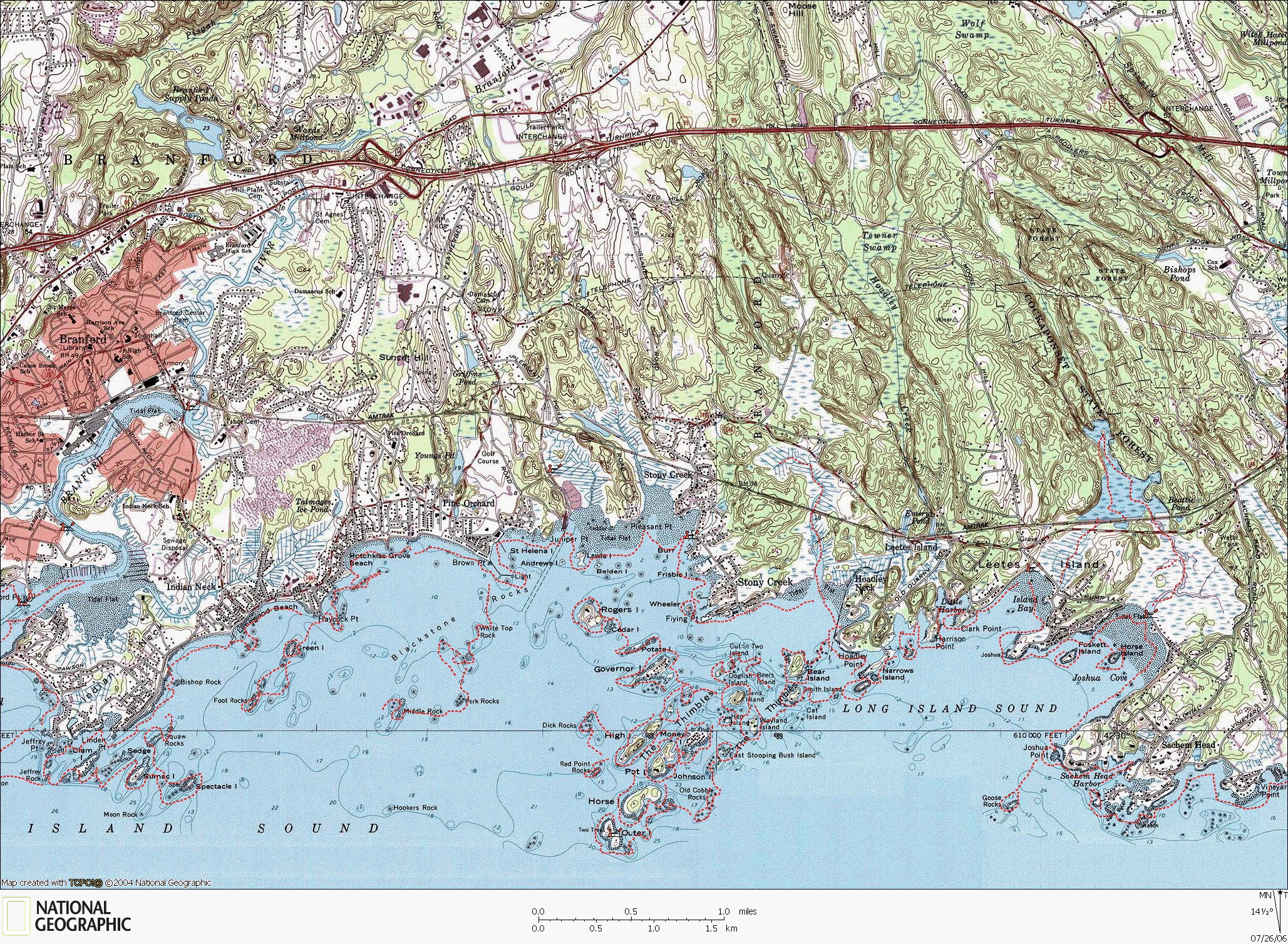 Connecticut, Sea, kayaking, Map, coastal, Long Island Sound, Thimble Islands