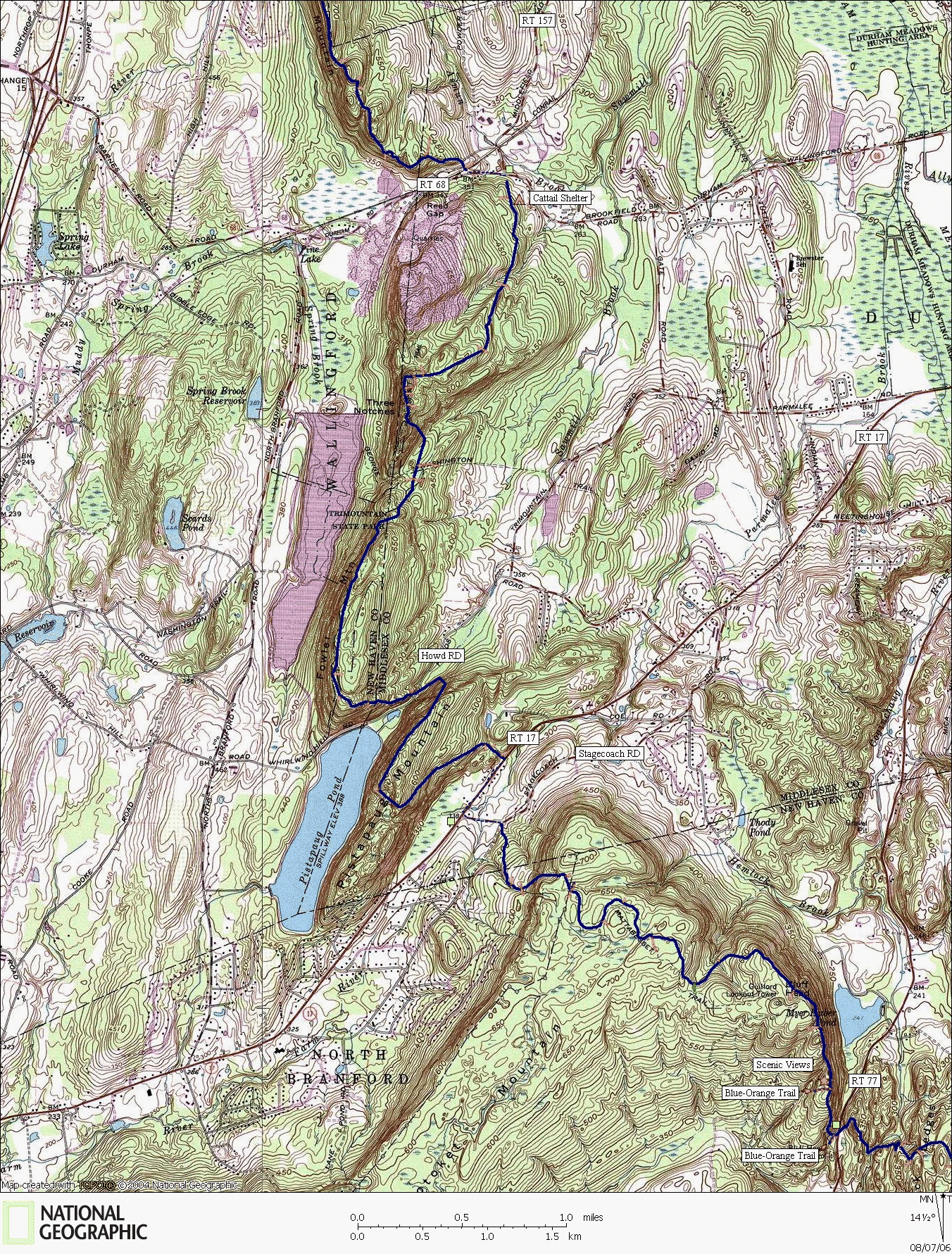 Connecticut, Map, Hiking, Trail, Backpacking, Mattabesett, Tr-Mountain