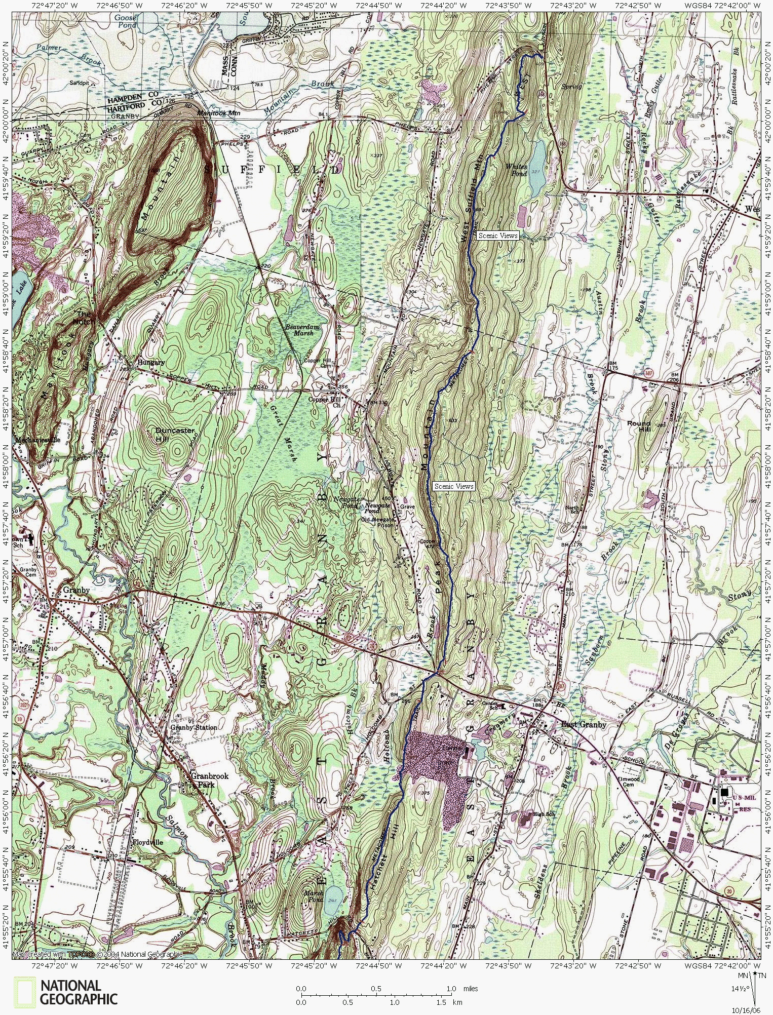 Connecticut, Metacomet, Map, Hiking, Backpacking, Trail, West Suffield