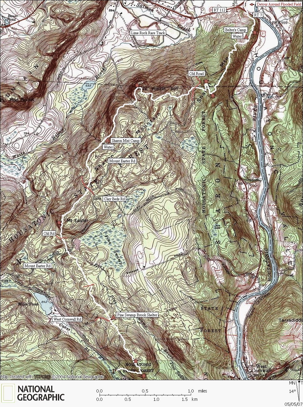 Connecticut, Appalachian, Map, Hiking, Backpacking, Trail, Housatonic State Forest