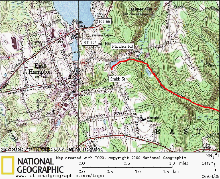 Airline Bike Trail, Map, Connecticut, Rails to Trails, East Hampton