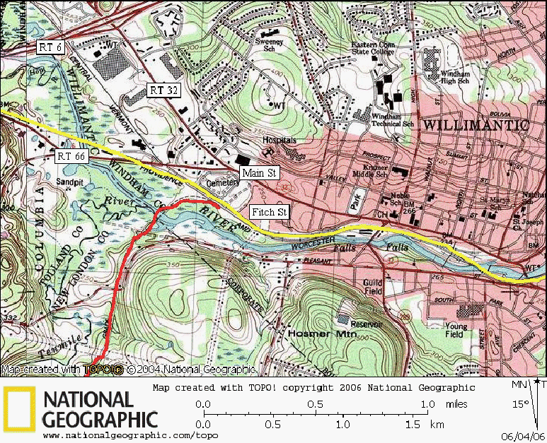 Airline Bike Trail, Map, Connecticut, Rails to Trails, Willimantic