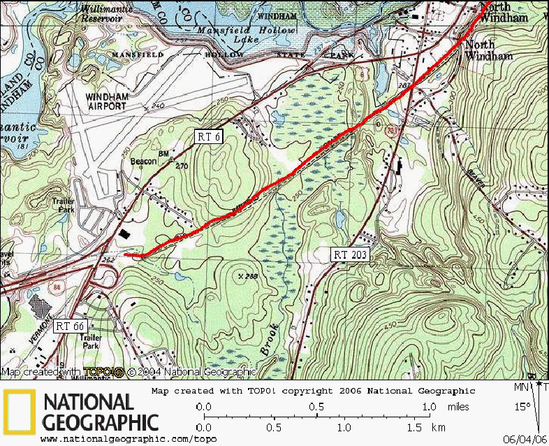 Airline Bike Trail, Map, Connecticut, Rails to Trails, Willimantic East